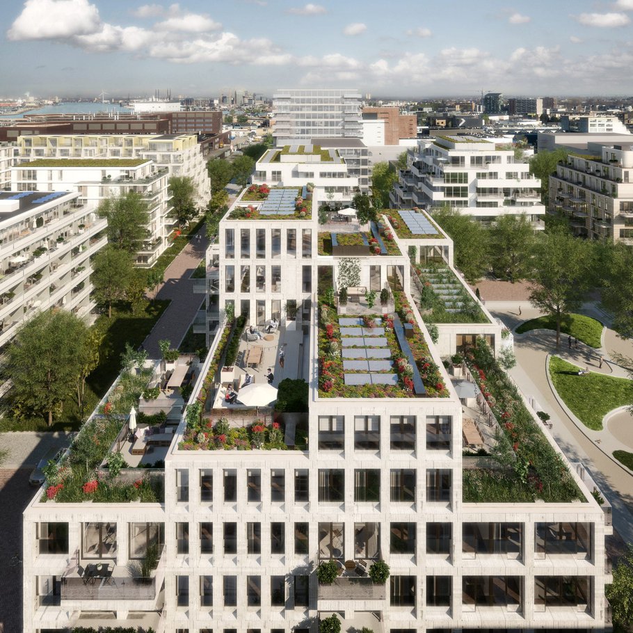 Overhoeks gebouwimpressie