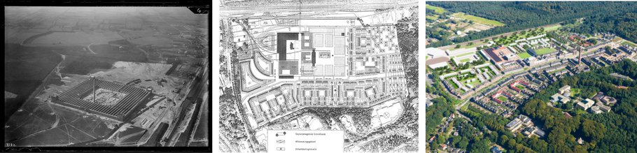 Figuur 3: Fabriekslocatie ENKA, 4: Stedenbouwkundige plan ENKA en 5: Huidige wijk ENKA