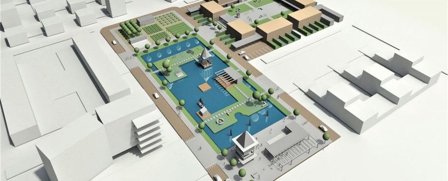 Deel van de stedenbouwkundige ruimtelijke opzet uitgewerkt tot voorontwerp