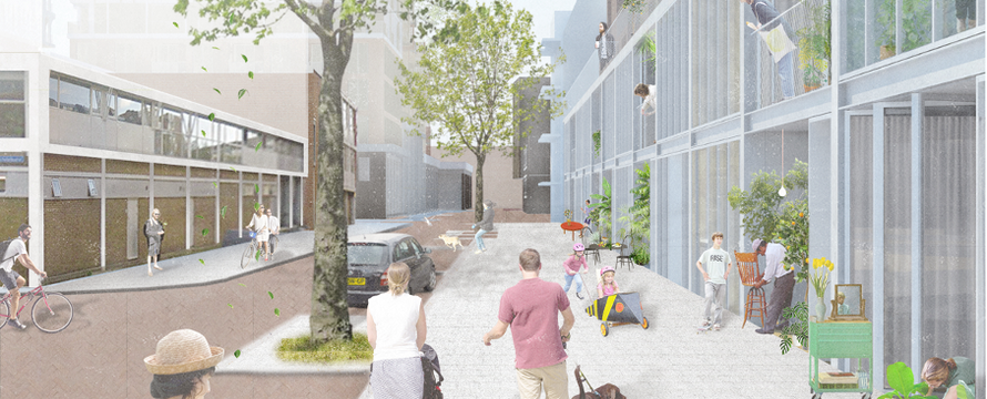 Inpandige buitenruimtes, render-> ECHO urban design