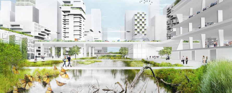 Visualisatie mogelijke toekomst voormalige Prins Alexanderlaan, Rotterdam.