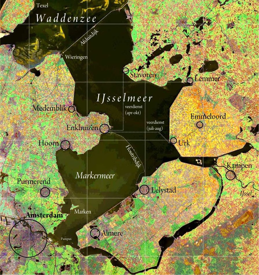 IJsselmeer. Satellietopname: Nasa Visible Earth