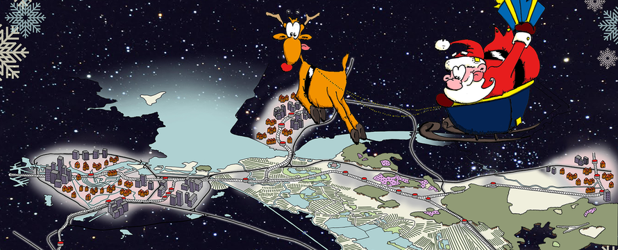 Santa en het perspectief op de Gooicorridor - kerstbewerking