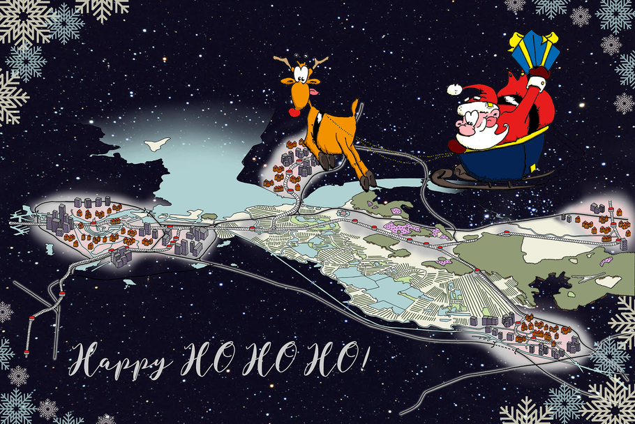 Santa en het perspectief op de Gooicorridor - kerstbewerking