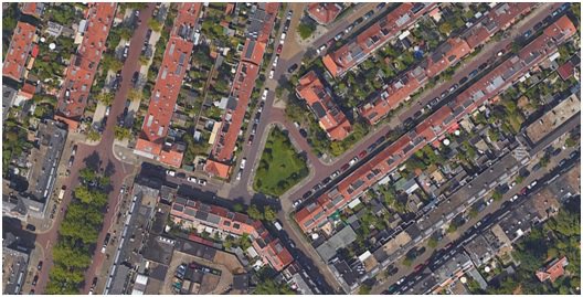 Luchtfoto van de locatie van het plantsoen