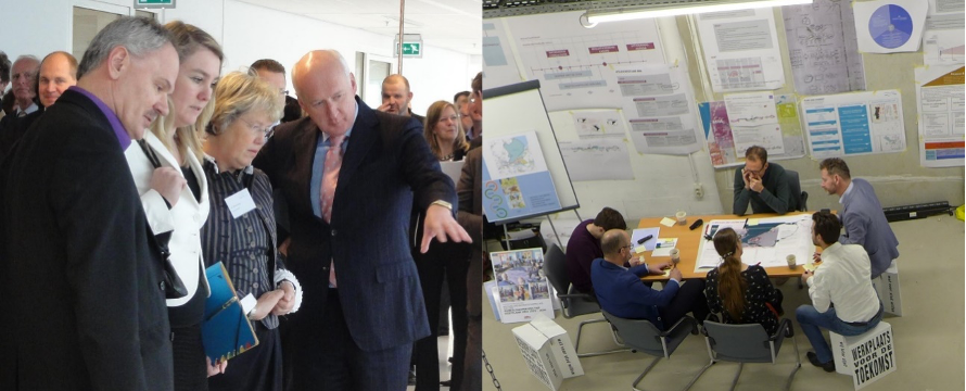Adri duivensteijn -> Gemeente Almere, Presentatie van ontwerpvoorstellen (links) en co-creatie in ontwerpateliersessie