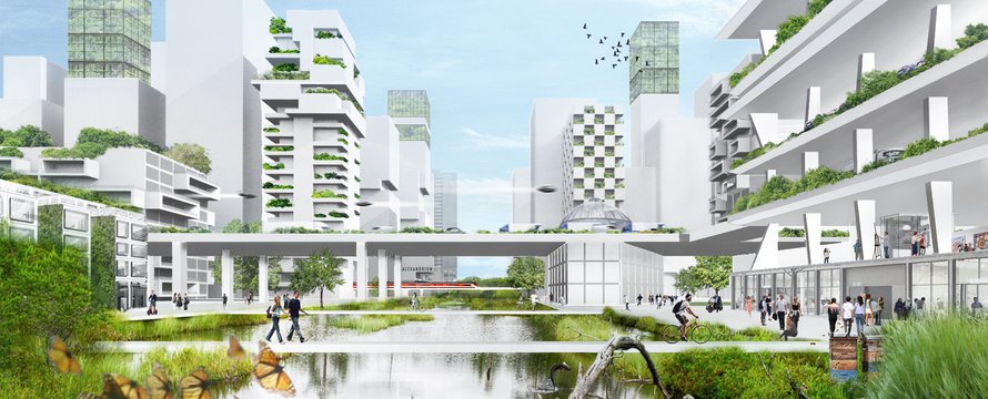 stad van de toekomst circulair illustratie