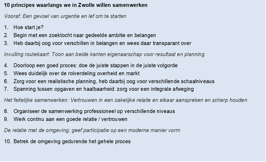 10 principes waarlangs we in Zwolle willen samenwerken