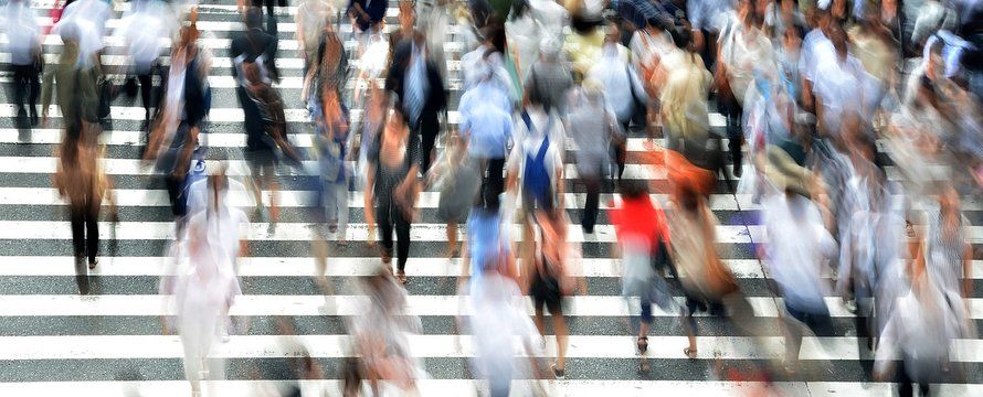 pedestrians busy