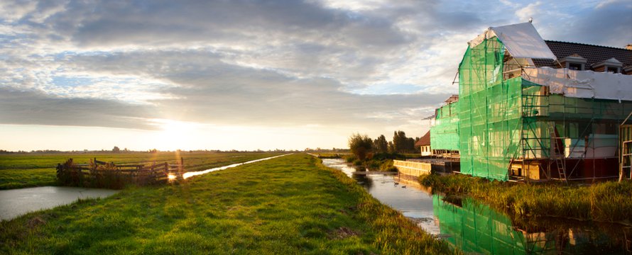 Bouwplaats in de polder