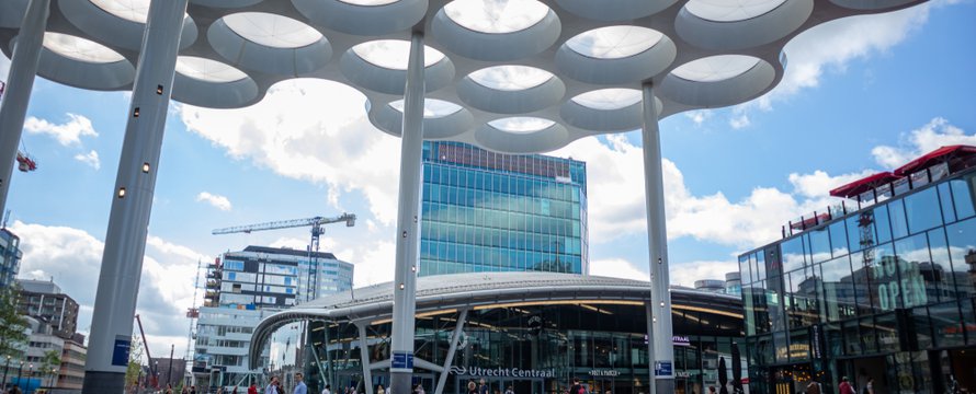 Utrecht, Netherlands, July 1st, 2019. Utrecht Centraal, Central station building facade