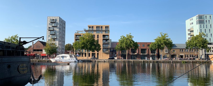 Tilburg, North Brabant / Netherlands - June 20, 2020: Piushaven harbor at Tilburg city centre.