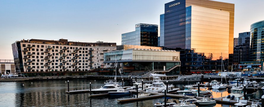 Boston, Massachusetts Oct 13, 2020 The Institute of Contemporary Art building in the seaport.