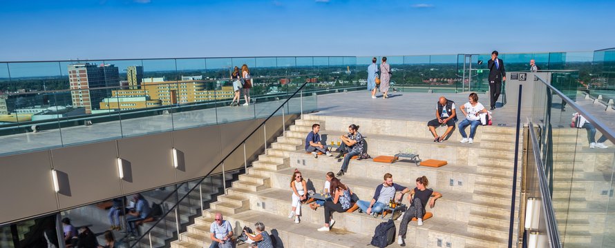 Het dakterras van het Forum in Groningen