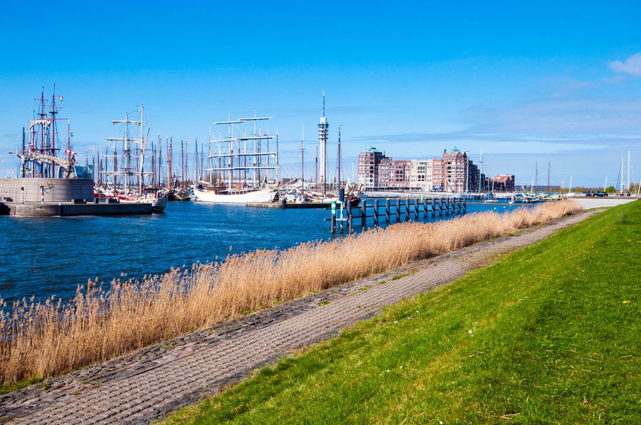 Landscape view of Batavia harbour in Lelystad
