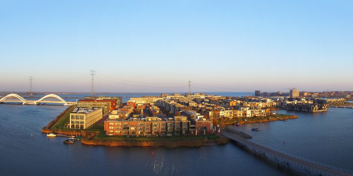Aerial view on IJburg, Amsterdam
