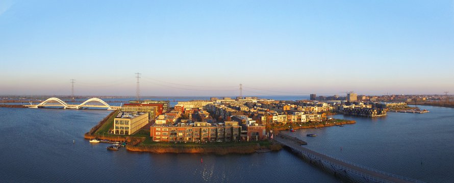 Aerial view on IJburg, Amsterdam