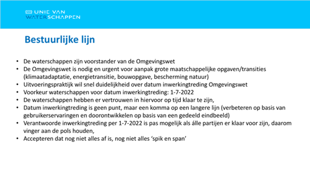 Bestuurlijke lijn UvW Omgevingswet