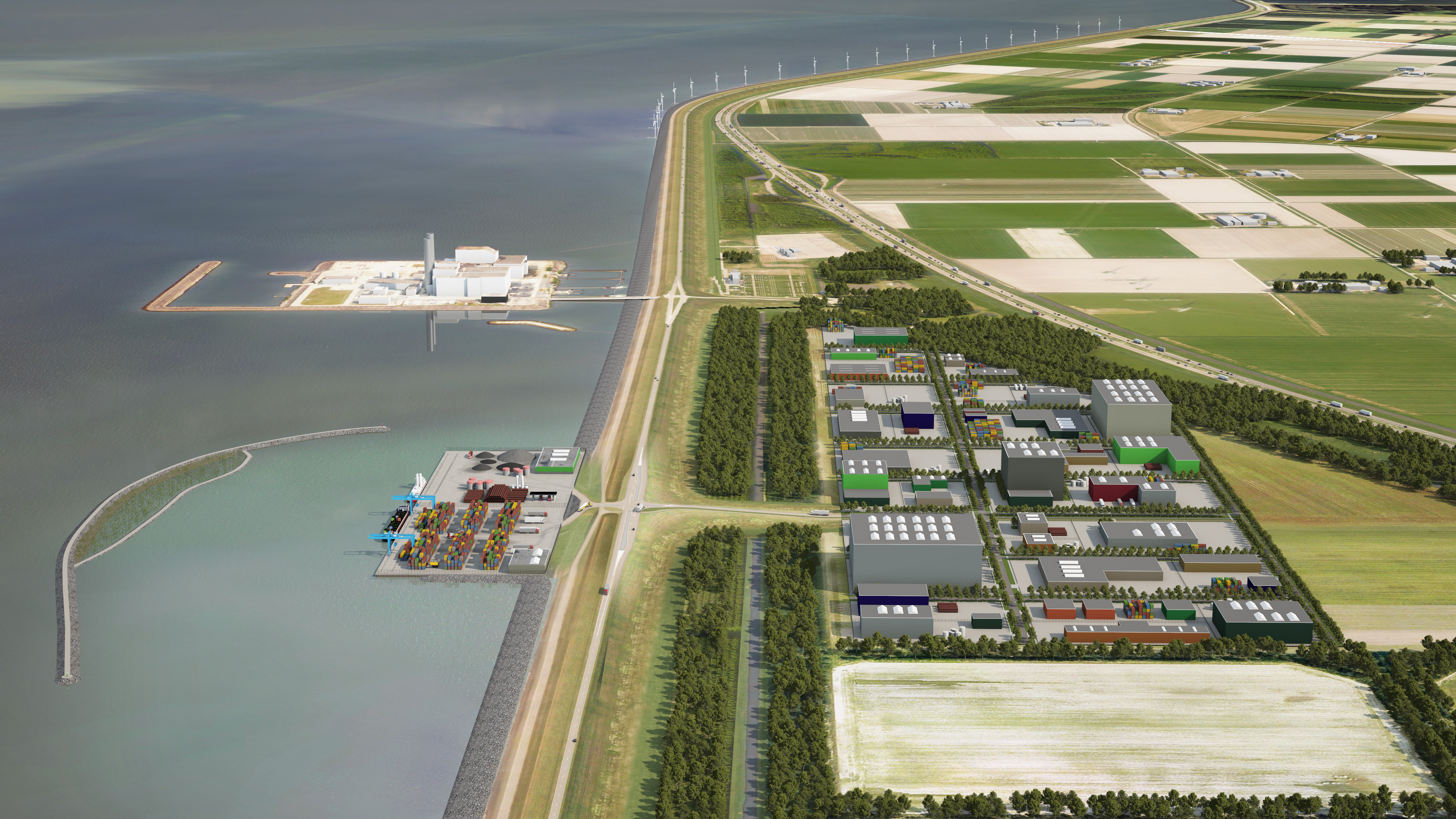 Flevokust Haven, een binnenvaarthaven in de polder
